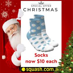 12 Days of Christmas, Socks - Inform Socks for Squash Blue White