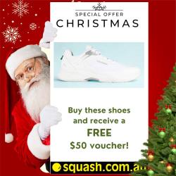 12 Days of Christmas, Squash Shoes - Salming Fusion Pro Men White Shoes plus $50 Voucher