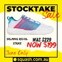 Squash Shoes, Stocktake Sale - Salming Recoil Strike White Cyan Unisex Squash Shoe