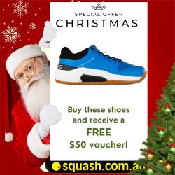 12 Days of Christmas, Squash Shoes - Salming Recoil Ultra Blue Black plus $50 Voucher