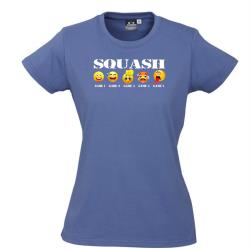 Clothing, Stocktake Sale - Emoji Squash Game Tee - Denim Cotton Tee Women